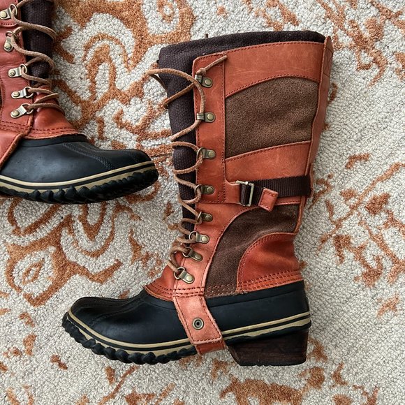 EUC Sorel Conquest Carly Tall Winter Lace Up Waterproof Boots Sz 7 - Picture 6 of 10